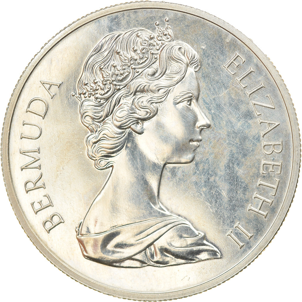 Coin, Bermuda, Elizabeth II, Dollar, 1972, AU(55-58), Silver, KM:22