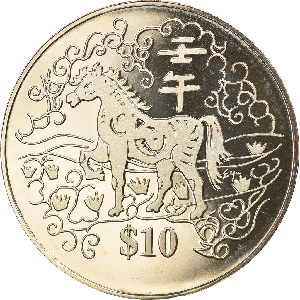 Coin, Singapore, Année du Cheval, 10 Dollars, 2002, Singapore Mint, Proof