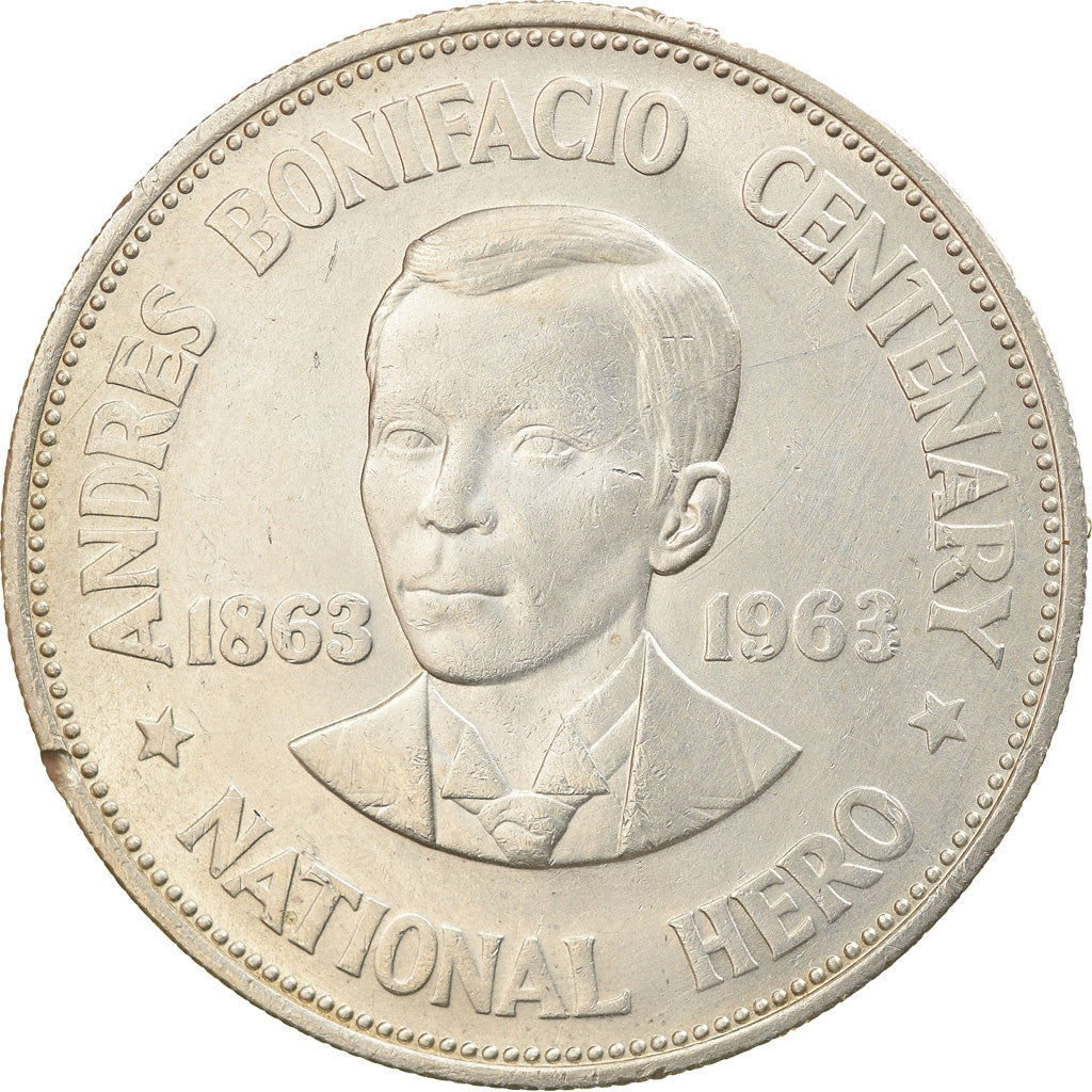 Coin, Philippines, Andres Bonifacio, Peso, 1963, MS(63), Silver, KM:193