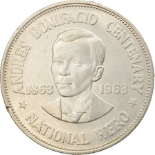 Coin, Philippines, Andres Bonifacio, Peso, 1963, MS(63), Silver, KM:193