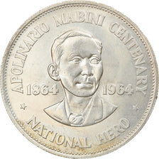 Coin, Philippines, Apolinario Mabini, Peso, 1964, MS(63), Silver, KM:194