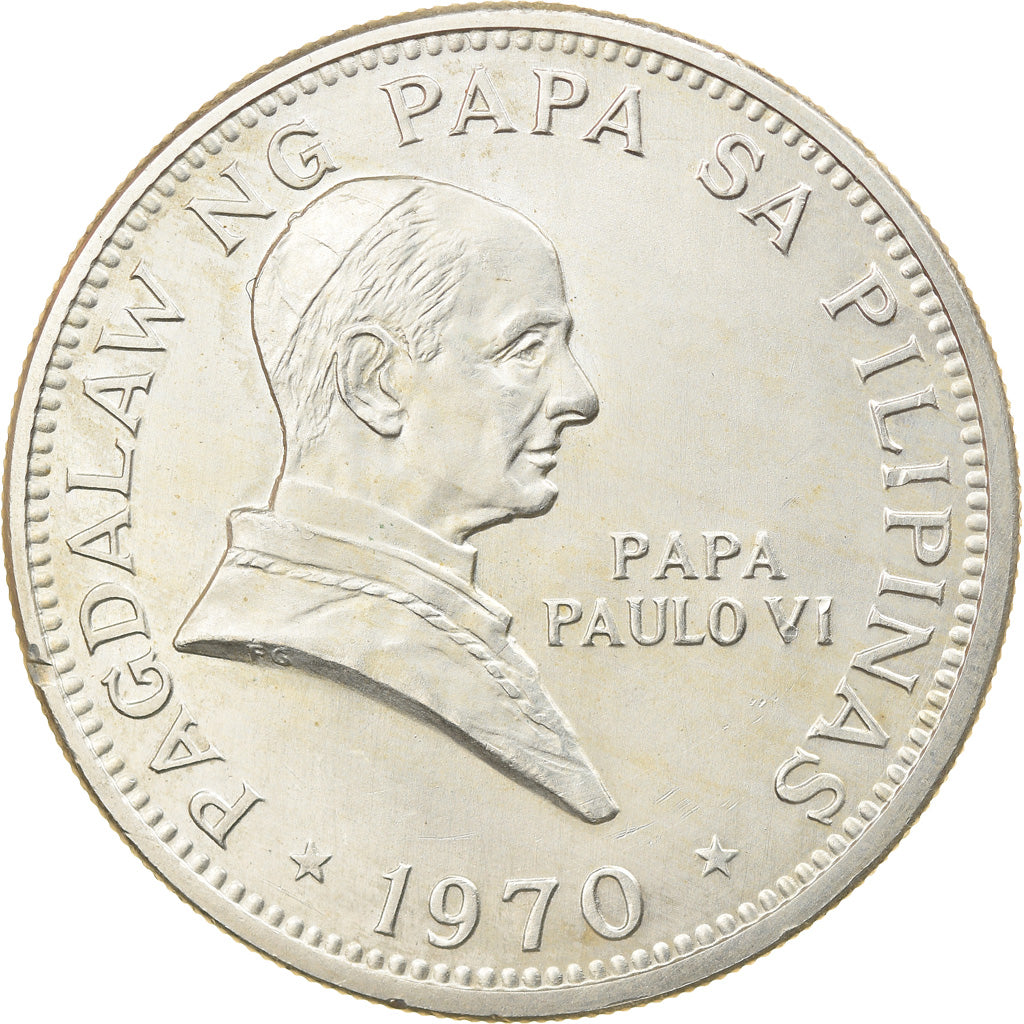 Coin, Philippines, Pape Paul VI, Piso, 1970, MS(63), Silver, KM:202a