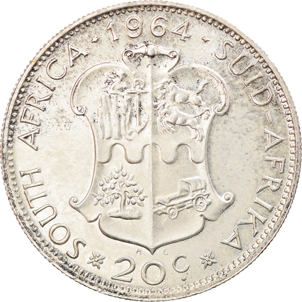 Coin, South Africa, 20 Cents, 1964, MS(63), Silver, KM:61