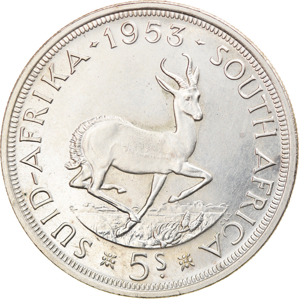 Monnaie, Afrique du Sud, Elizabeth II, 5 Shillings, 1953, SPL, Argent, KM:52