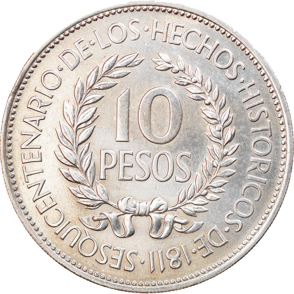 Coin, Uruguay, 10 Pesos, 1961, MS(63), Silver, KM:43