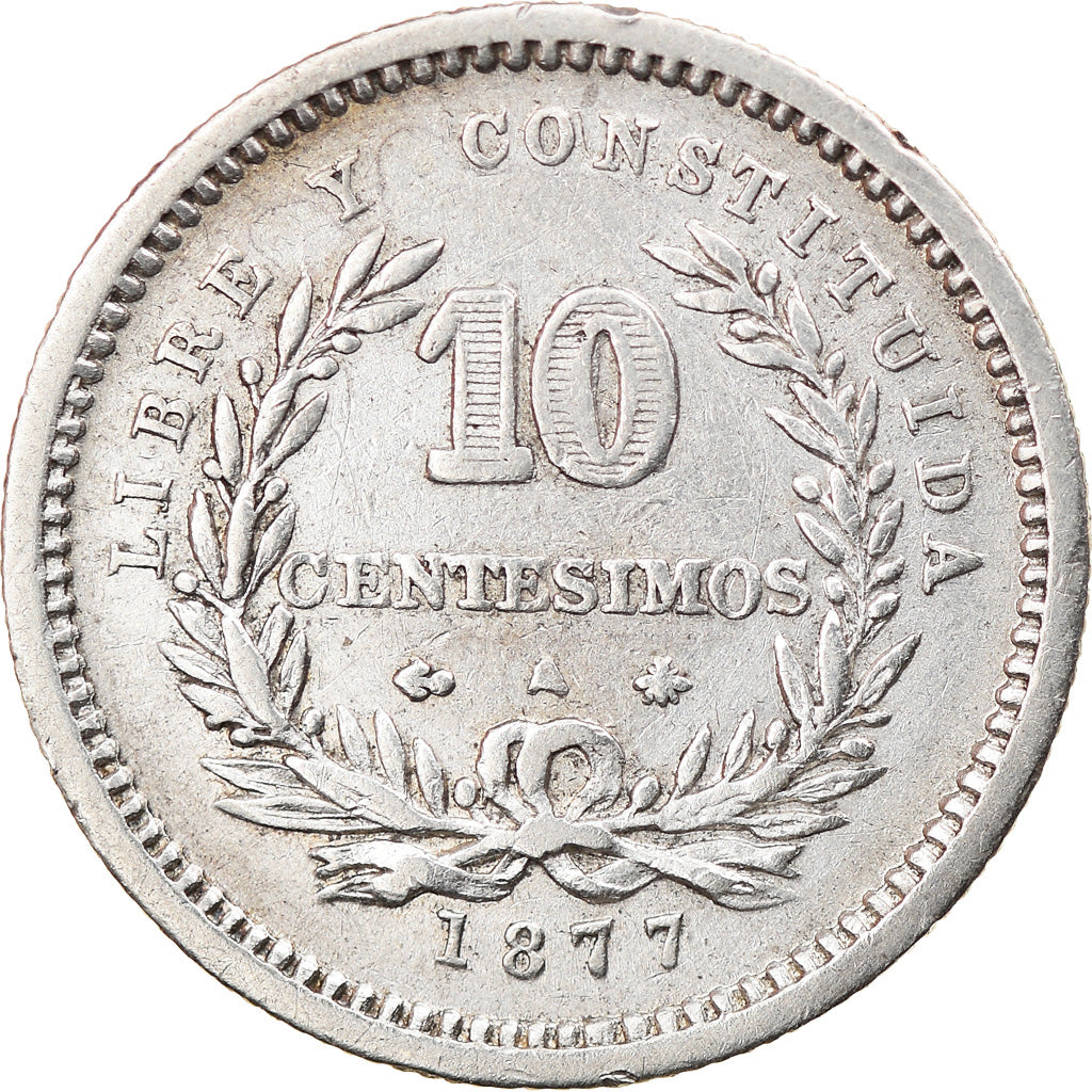 Coin, Uruguay, 10 Centesimos, 1877, Uruguay Mint, Paris, Berlin, Vienna