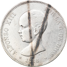 Coin, Spain, Alfonso XIII, 5 Pesetas, 1888, Madrid, AU(50-53), Silver, KM:689