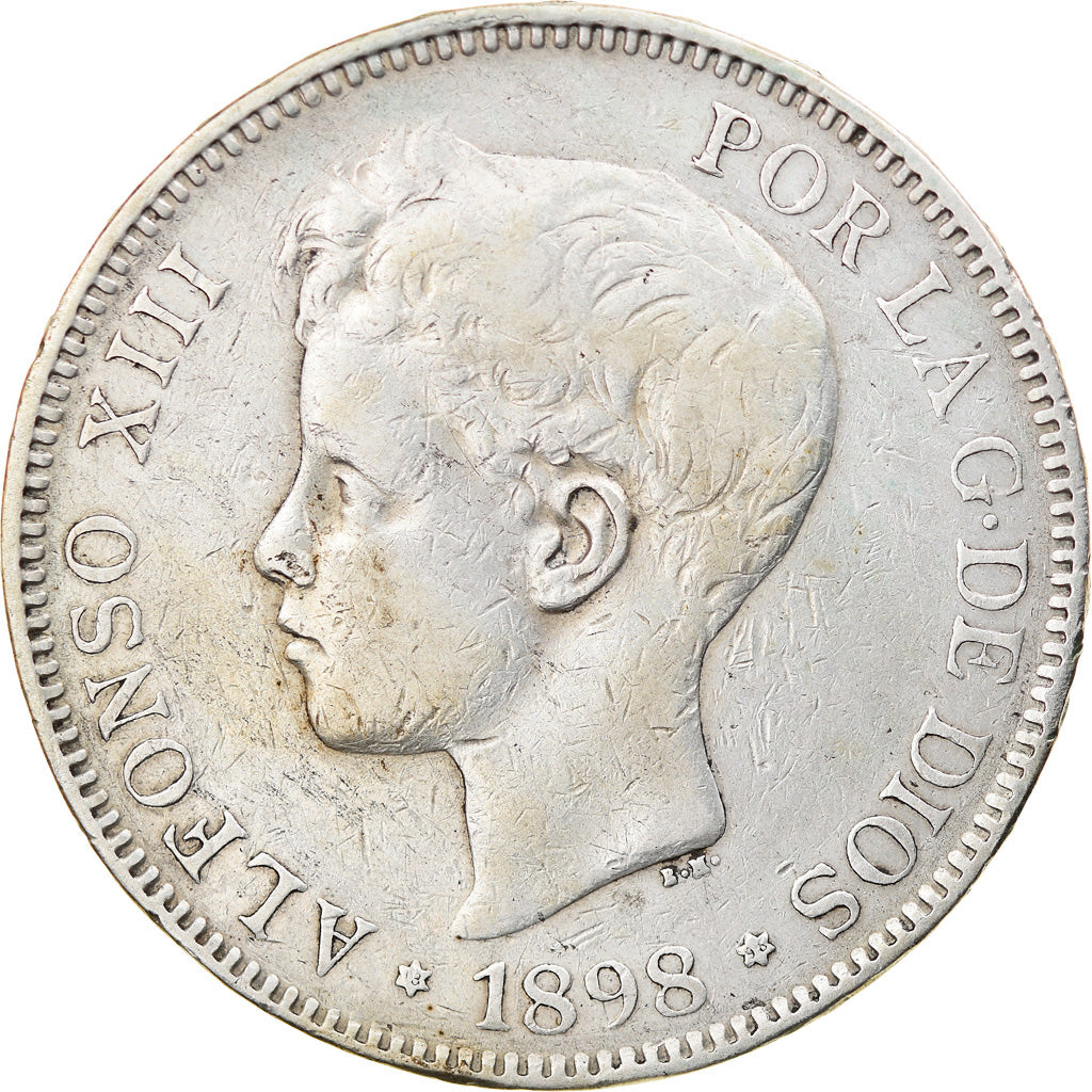 Coin, Spain, Alfonso XIII, 5 Pesetas, 1898, Madrid, VF(30-35), Silver, KM:707