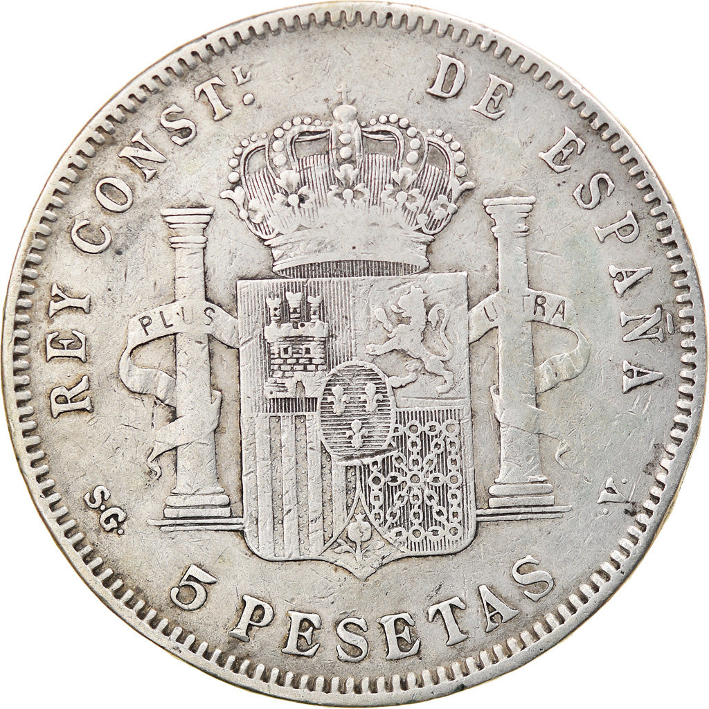 Coin, Spain, Alfonso XIII, 5 Pesetas, 1898, Madrid, VF(30-35), Silver, KM:707