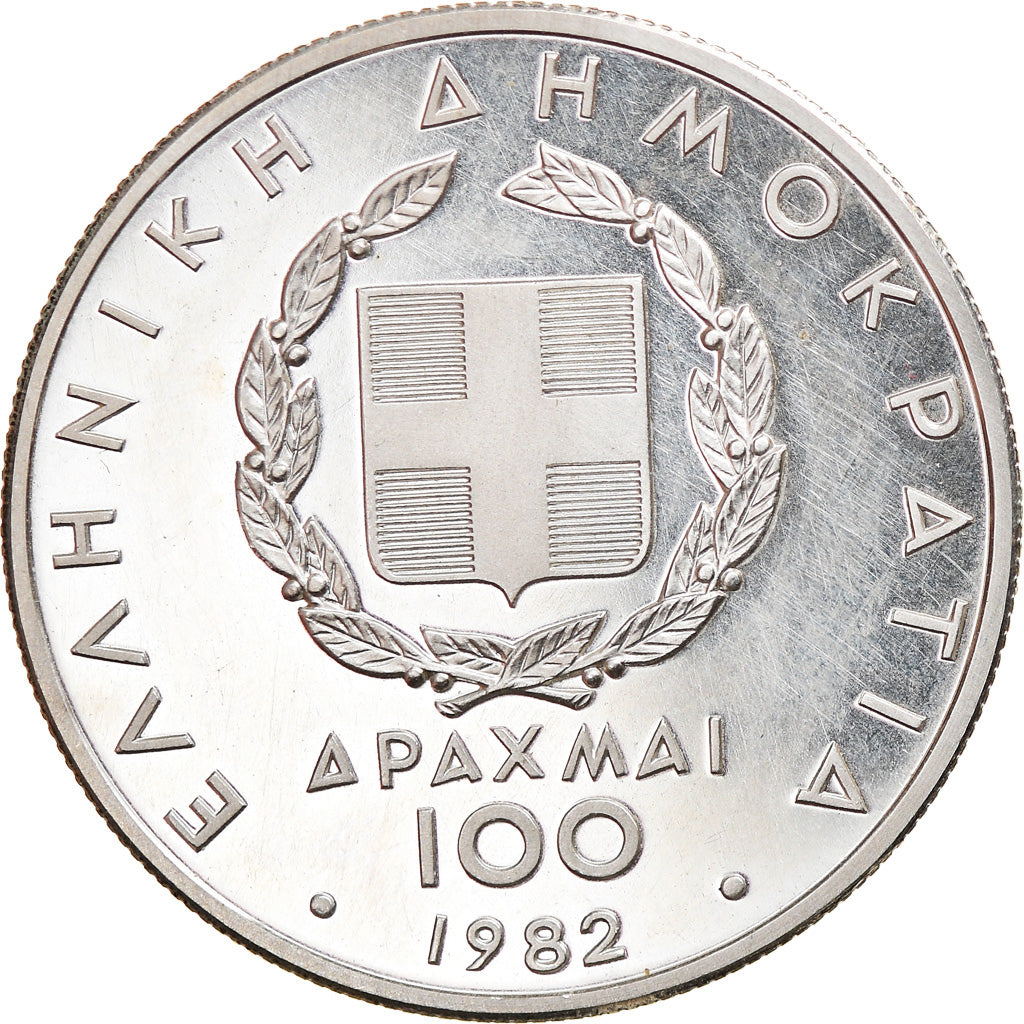 Münze, Griechenland, 100 Drachmai, 1982, UNZ, Silber, KM:135