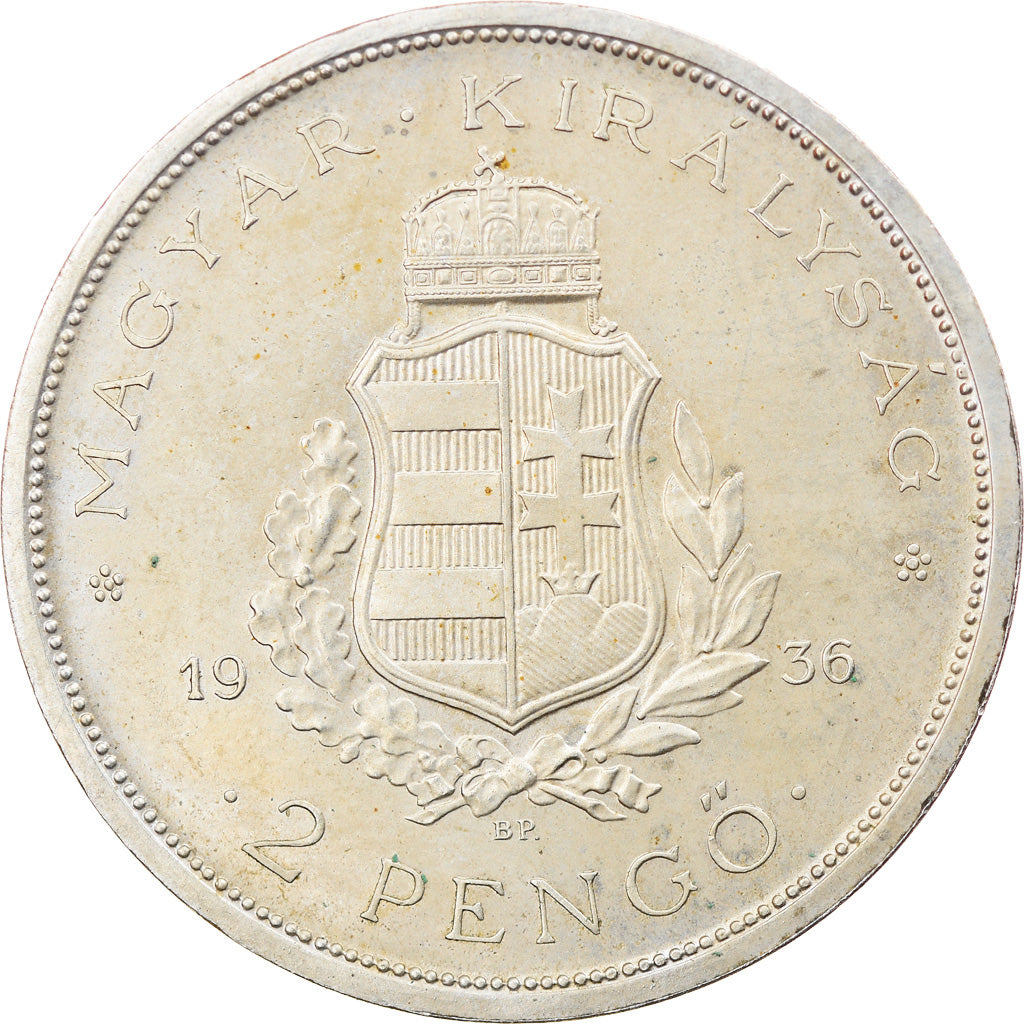 Coin, Hungary, 2 Pengö, 1936, Budapest, MS(63), Silver, KM:515