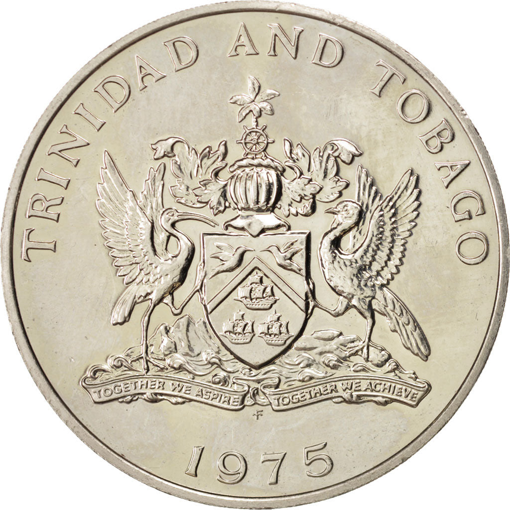 TRINIDAD & TOBAGO, 10 Dollars, 1975, Franklin Mint, KM #24, AU(55-58),...
