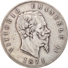 Monnaie, Italie, Vittorio Emanuele II, 5 Lire, 1871, Milan, TB+, Argent, KM:8.3