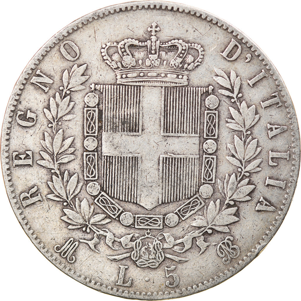 Monnaie, Italie, Vittorio Emanuele II, 5 Lire, 1871, Milan, TB+, Argent, KM:8.3