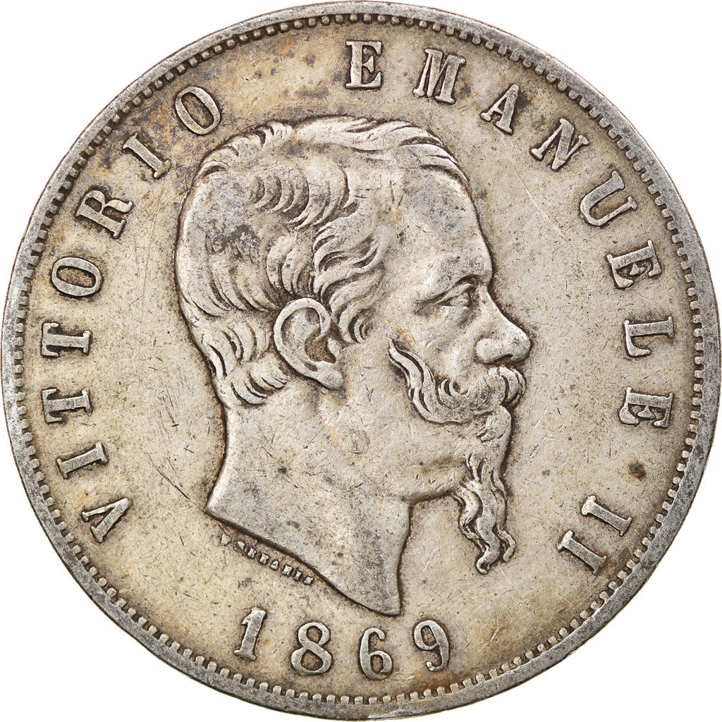 Monnaie, Italie, Vittorio Emanuele II, 5 Lire, 1869, Milan, TTB, Argent, KM:8.3
