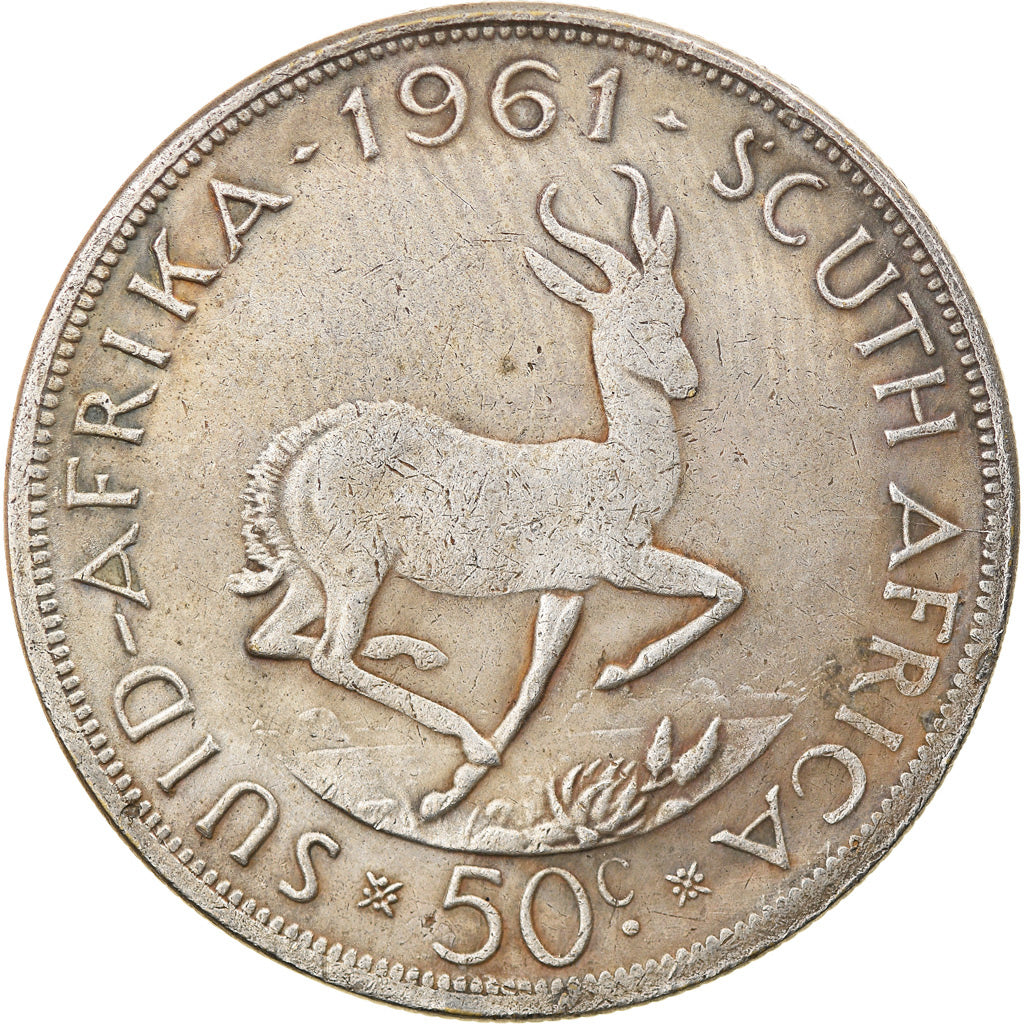 Coin, South Africa, 50 Cents, 1961, VF(30-35), Silver, KM:62