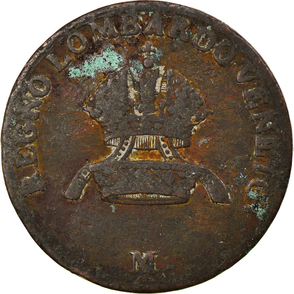 Moeda, ESTADOS ITALIANOS, LOMBARDY-VENETIA, Centesimo, 1822, Milan, VF(20-25)