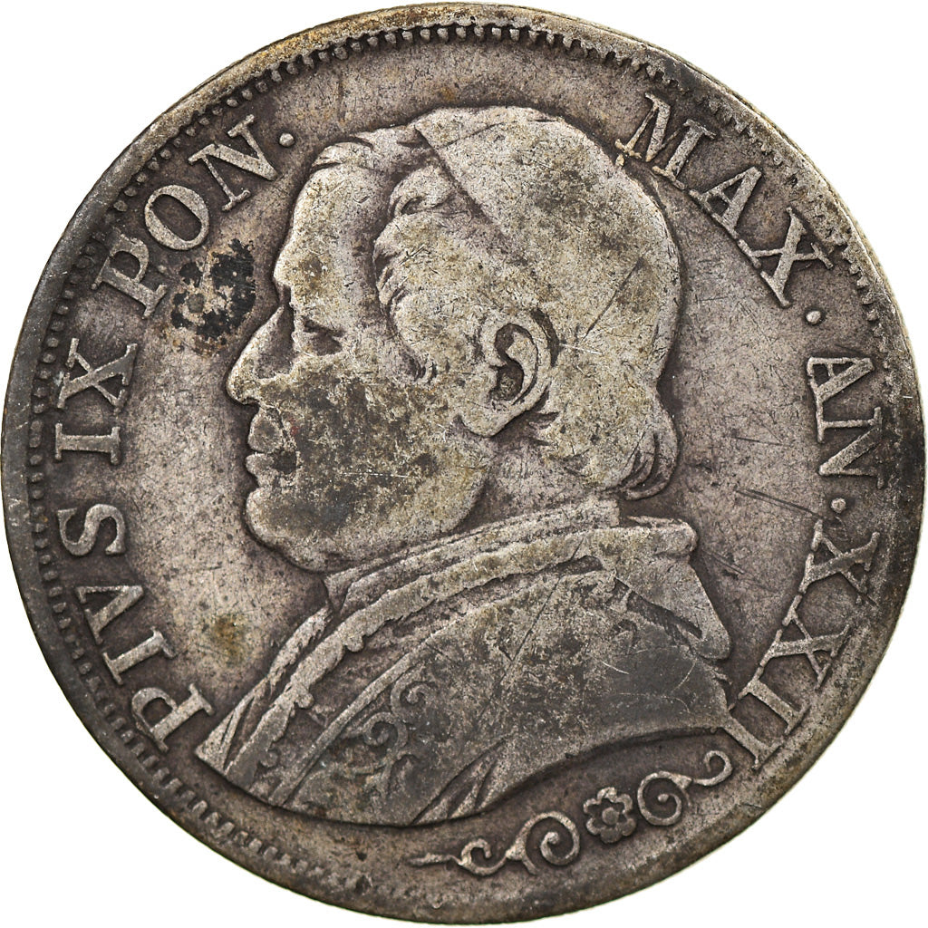 Munten, Italiaanse staten, PAPAL STATES, Pius IX, Lira, 1868, FR, Zilver