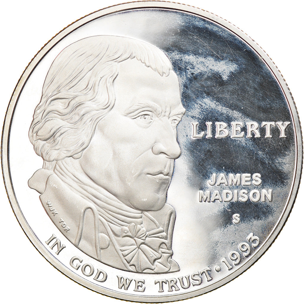 Coin, United States, James Madison et la déclarations des droits, Dollar, 1993