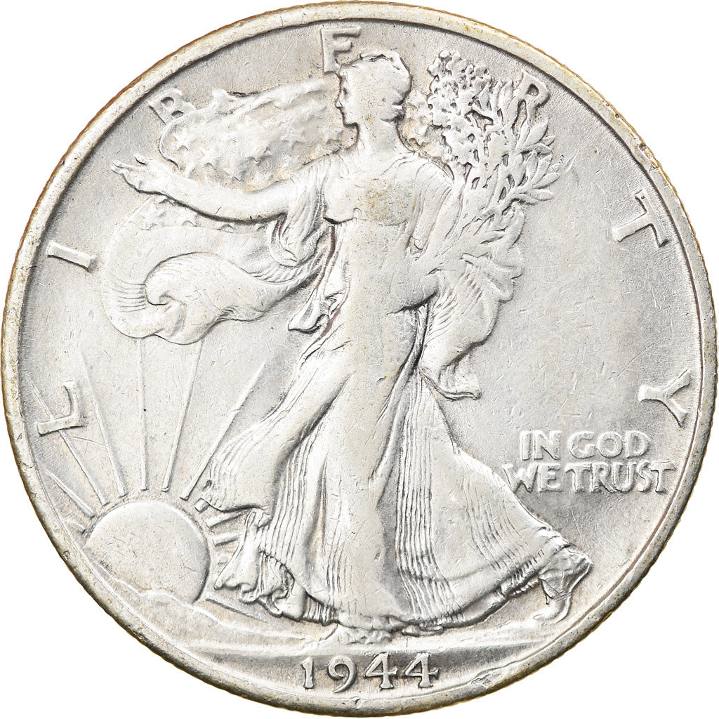 Coin, United States, Walking Liberty Half Dollar, Half Dollar, 1944, U.S. Mint