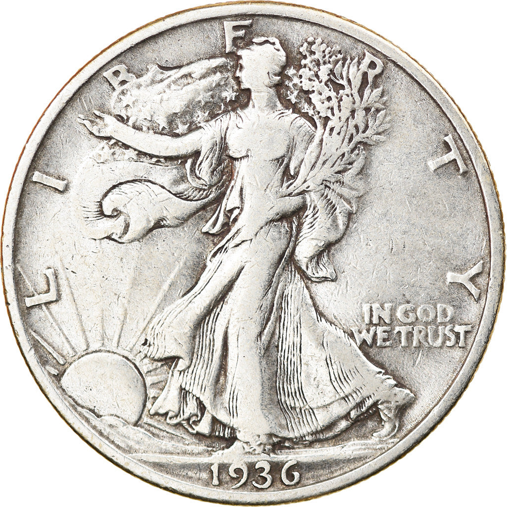 Coin, United States, Walking Liberty Half Dollar, Half Dollar, 1936, U.S. Mint