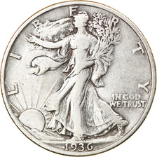 Coin, United States, Walking Liberty Half Dollar, Half Dollar, 1936, U.S. Mint