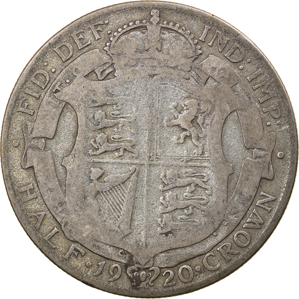 Coin, Great Britain, George V, 1/2 Crown, 1920, VF(20-25), Silver, KM:818.1a
