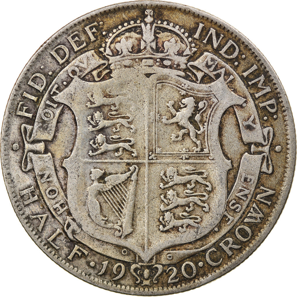 Coin, Great Britain, George V, 1/2 Crown, 1920, VF(30-35), Silver, KM:818.1a