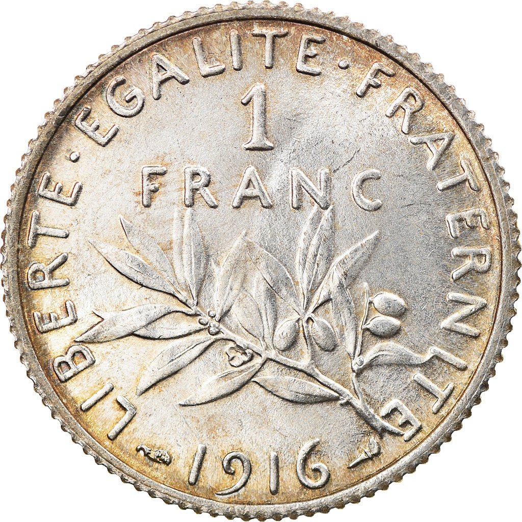 Coin, France, Semeuse, Franc, 1916, Paris, MS(63), Silver, KM:844.1, Gadoury:467