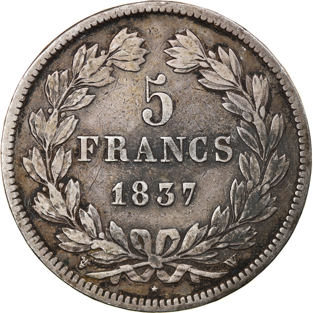 Monnaie, France, Louis-Philippe, 5 Francs, 1837, Lille, TB+, Argent