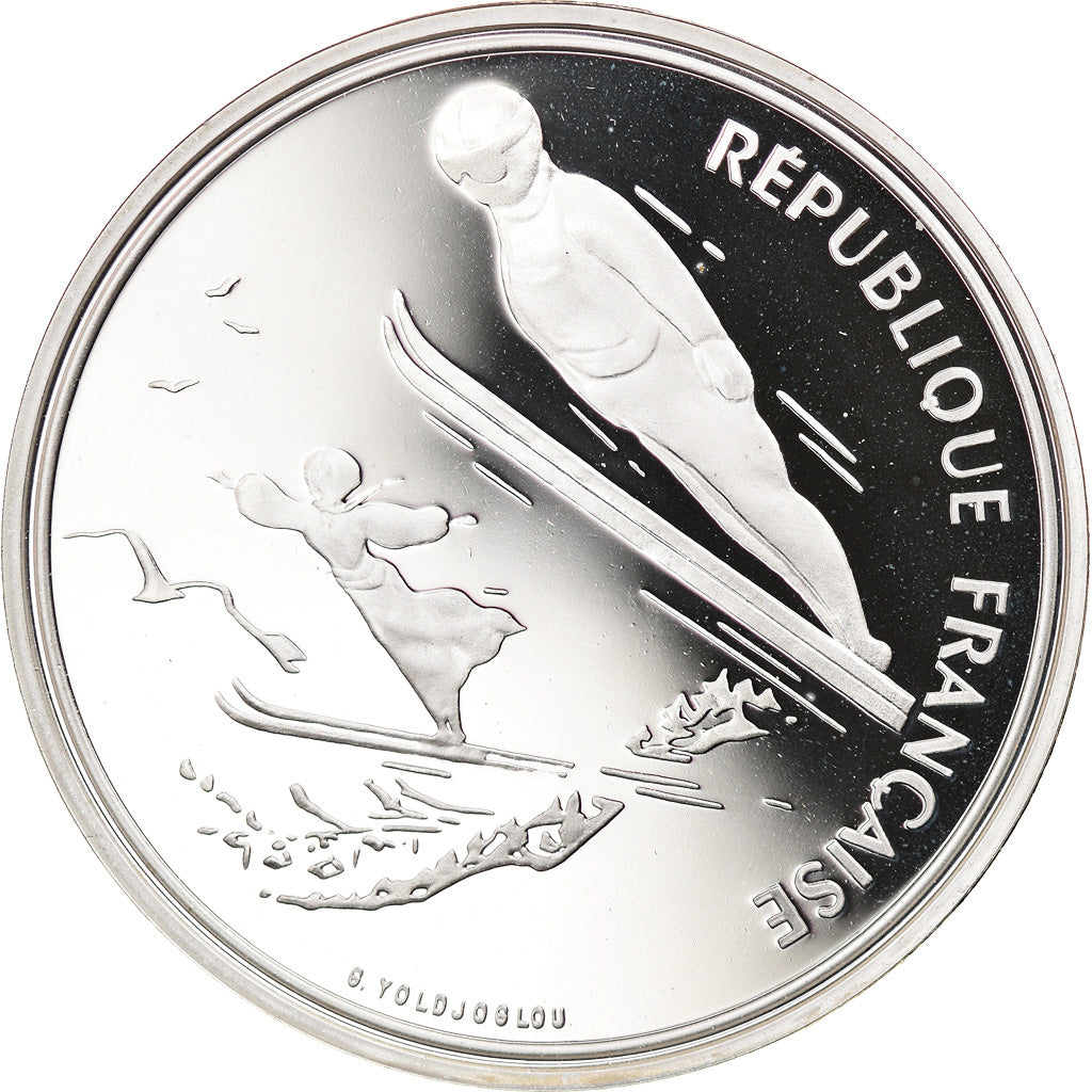 Coin, France, Saut à ski, 100 Francs, 1991, BE, MS(65-70), Silver, KM:995