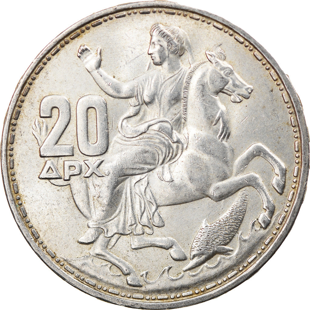 Coin, Greece, Paul I, 20 Drachmai, 1960, MS(63), Silver, KM:85