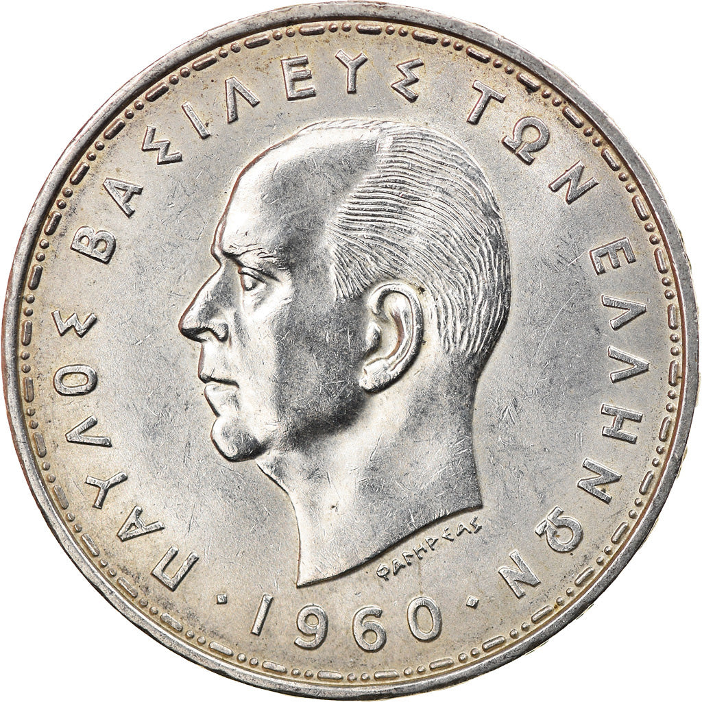 Coin, Greece, Paul I, 20 Drachmai, 1960, MS(63), Silver, KM:85