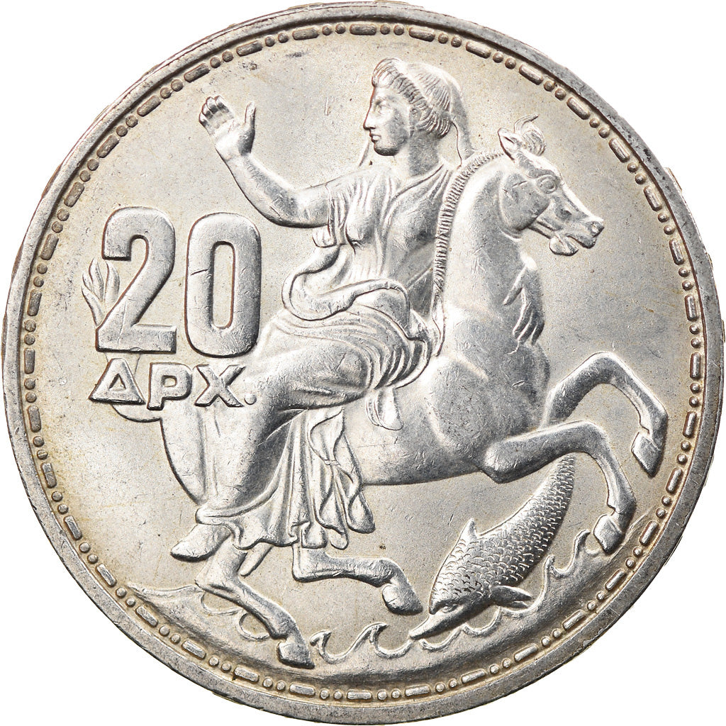 Coin, Greece, Paul I, 20 Drachmai, 1960, MS(63), Silver, KM:85