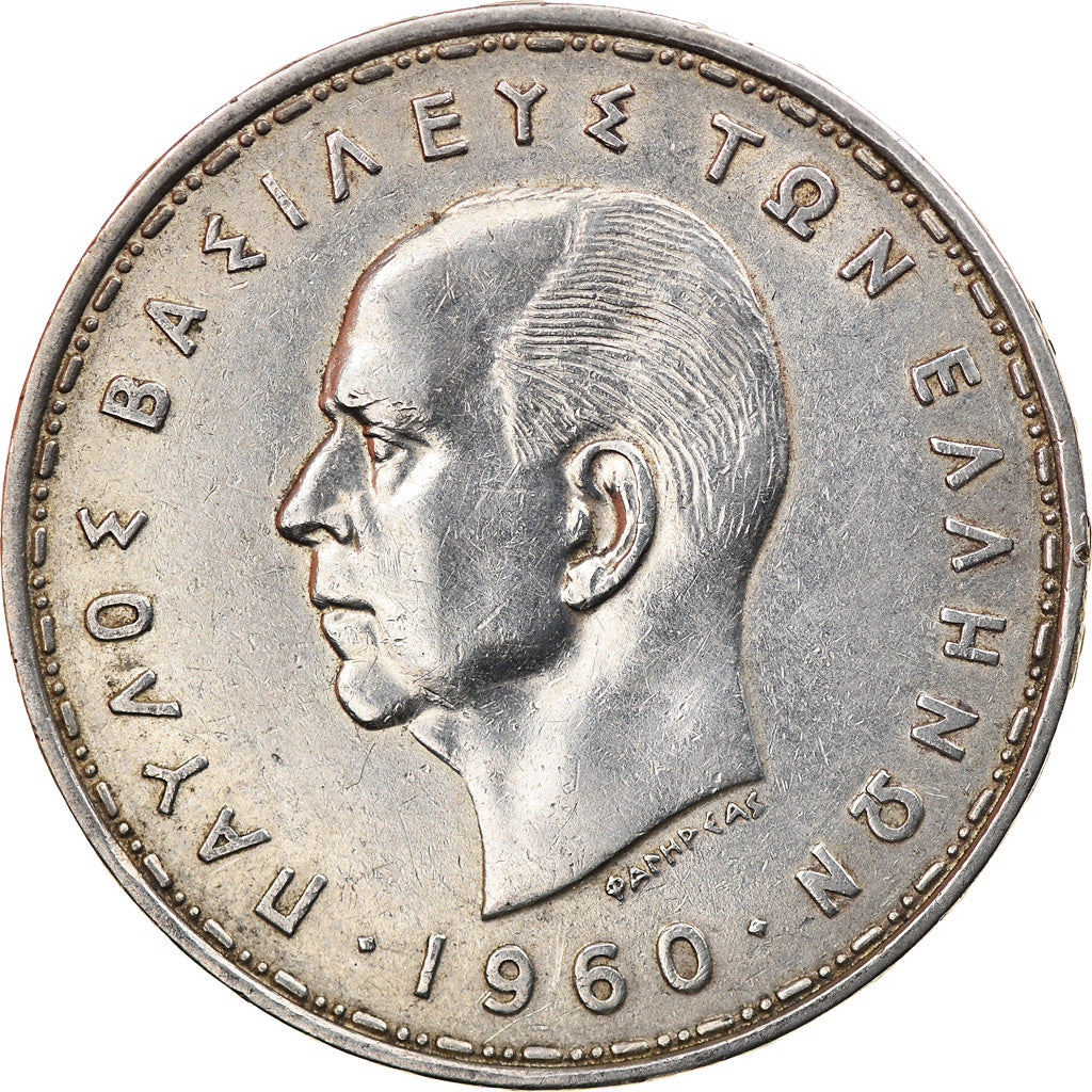 Coin, Greece, Paul I, 20 Drachmai, 1960, MS(60-62), Silver, KM:85