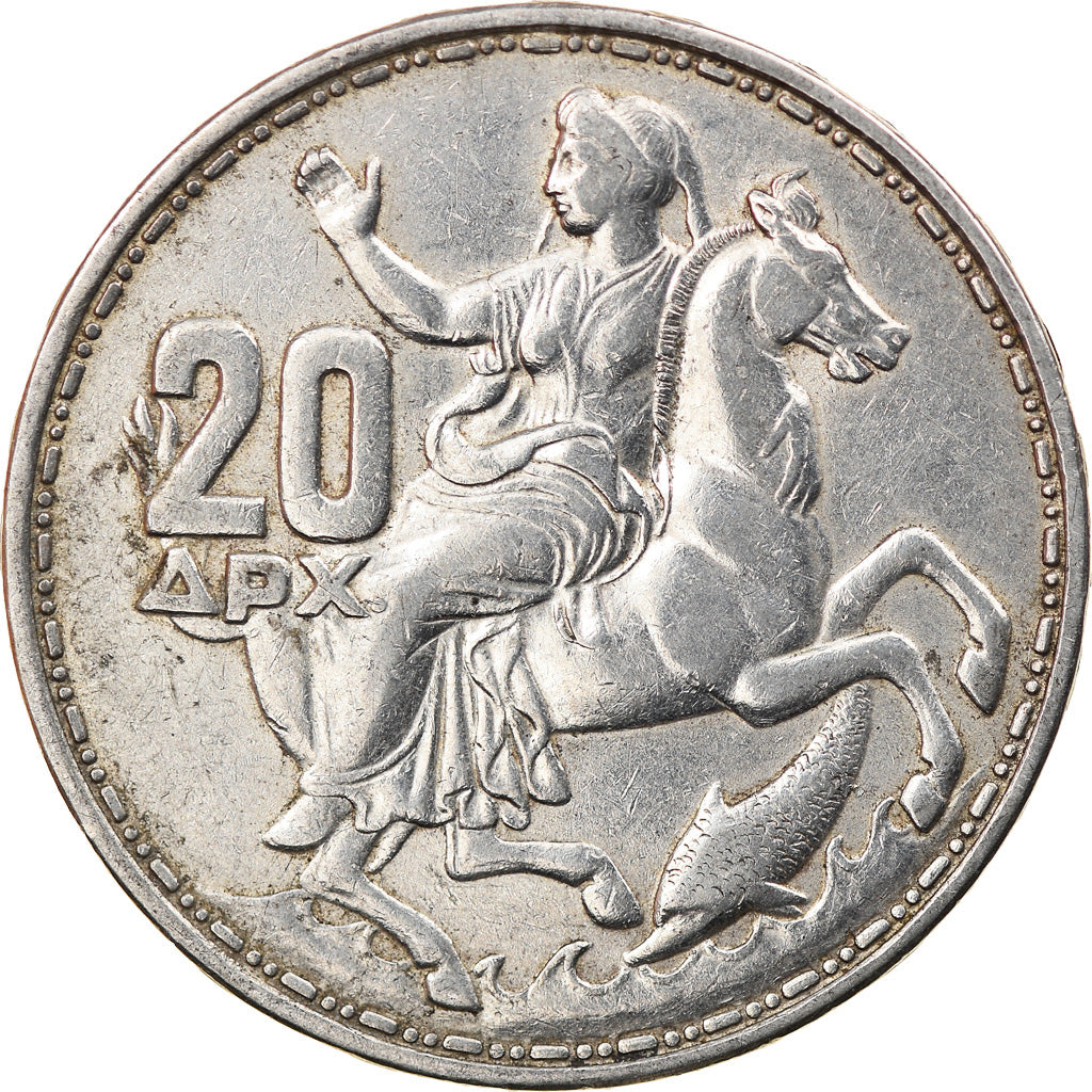 Coin, Greece, Paul I, 20 Drachmai, 1960, MS(60-62), Silver, KM:85