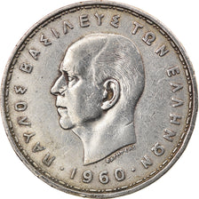 Coin, Greece, Paul I, 20 Drachmai, 1960, AU(50-53), Silver, KM:85