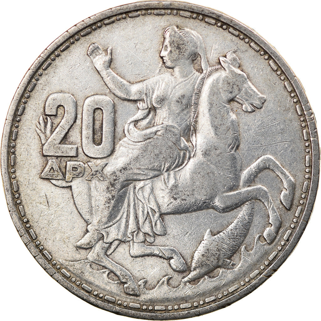 Coin, Greece, Paul I, 20 Drachmai, 1960, AU(50-53), Silver, KM:85