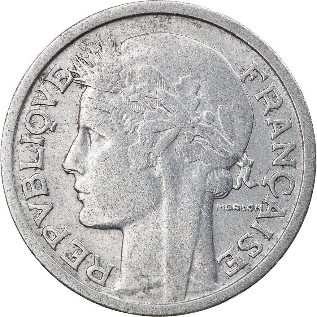 Moeda, França, Morlon, 2 Francs, 1945, Beaumont - Le Roger, VF(30-35)