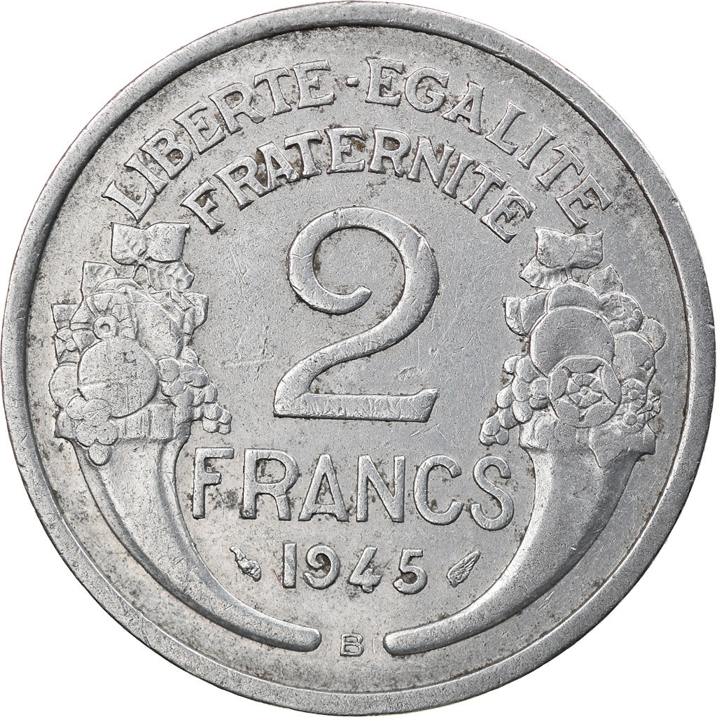 Moeda, França, Morlon, 2 Francs, 1945, Beaumont - Le Roger, VF(30-35)