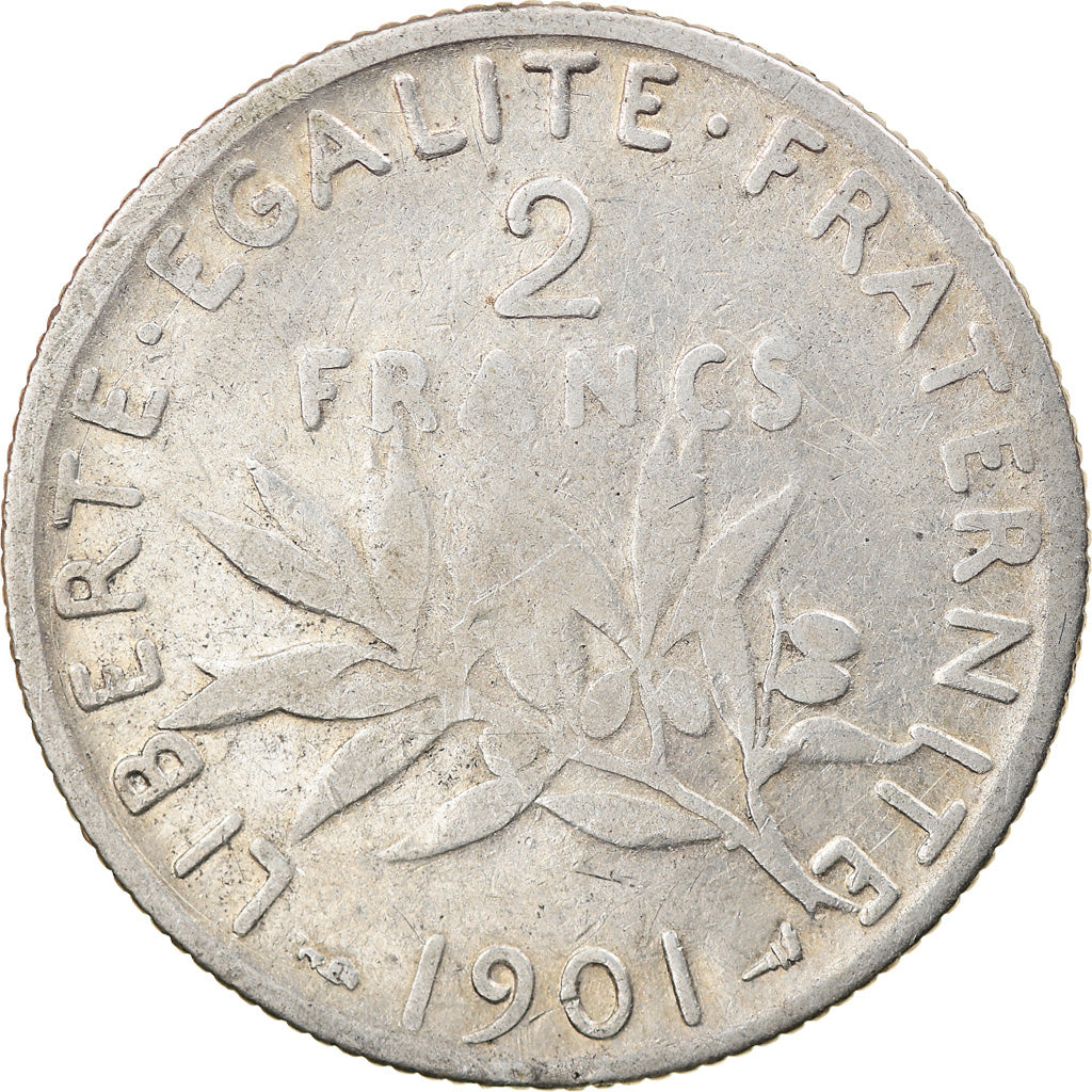 Moeda, França, Semeuse, 2 Francs, 1901, Paris, VF(20-25), Prata, KM:845.1
