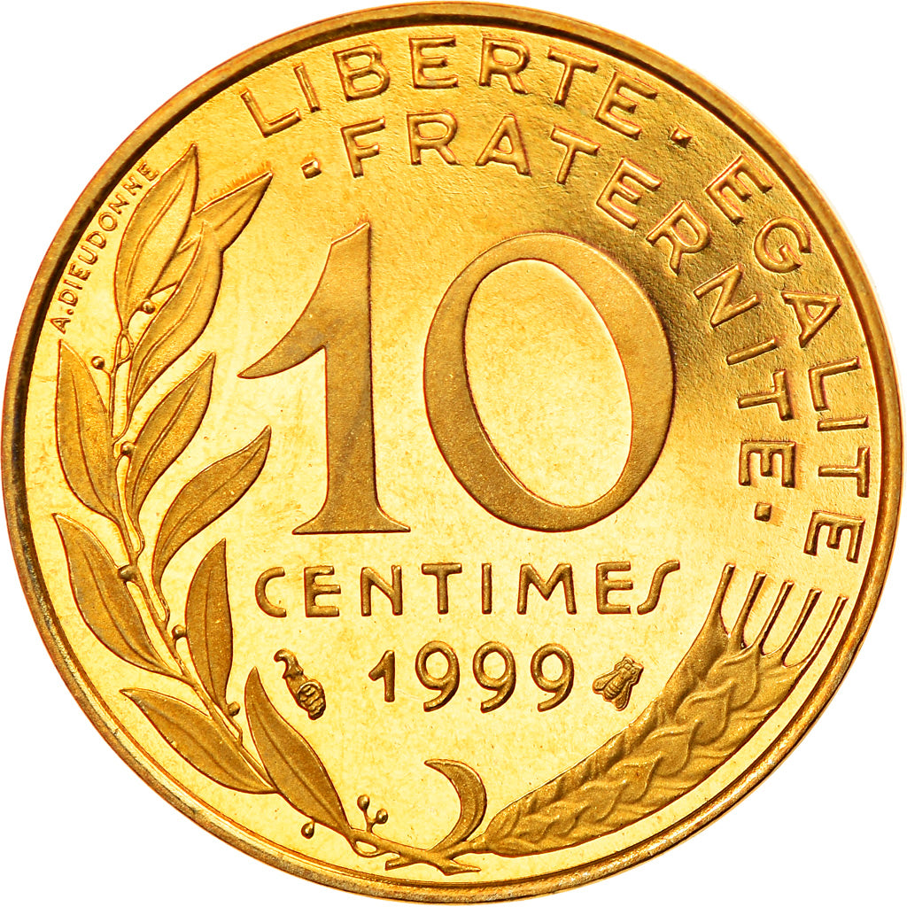 Munten, Frankrijk, Marianne, 10 Centimes, 1999, Paris, BE, UNC-