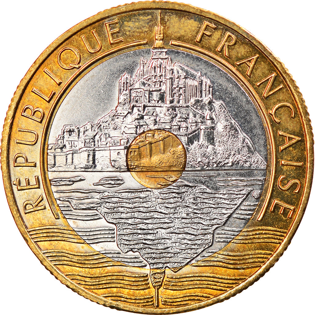 Coin, France, Mont Saint Michel, 20 Francs, 1999, Paris, MS(63), Tri-Metallic