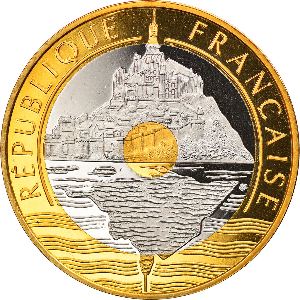 Coin, France, Mont Saint Michel, 20 Francs, 2000, Paris, MS(63), Tri-Metallic