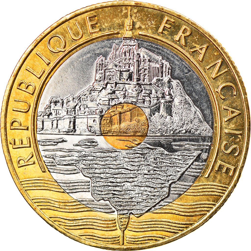 Coin, France, Mont Saint Michel, 20 Francs, 1994, Paris, MS(63), Tri-Metallic