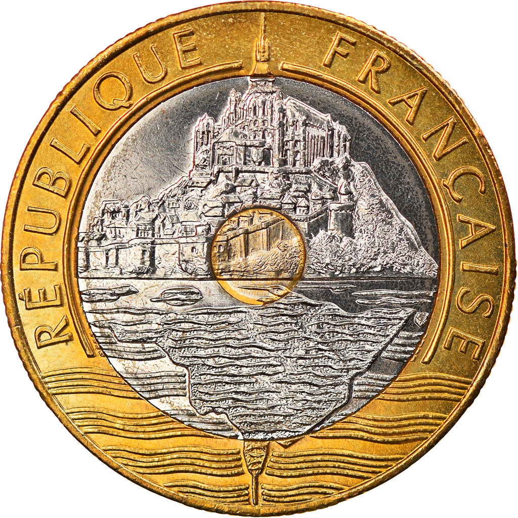 Moneta, Francia, Mont Saint Michel, 20 Francs, 1997, Paris, SPL, Tri-metallico