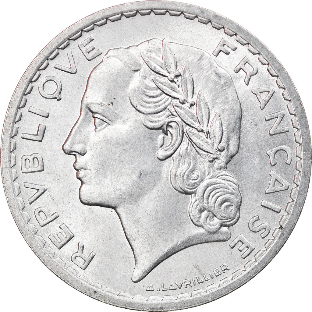 Coin, France, Lavrillier, 5 Francs, 1947, Paris, MS(63), Aluminum, KM:888b.1
