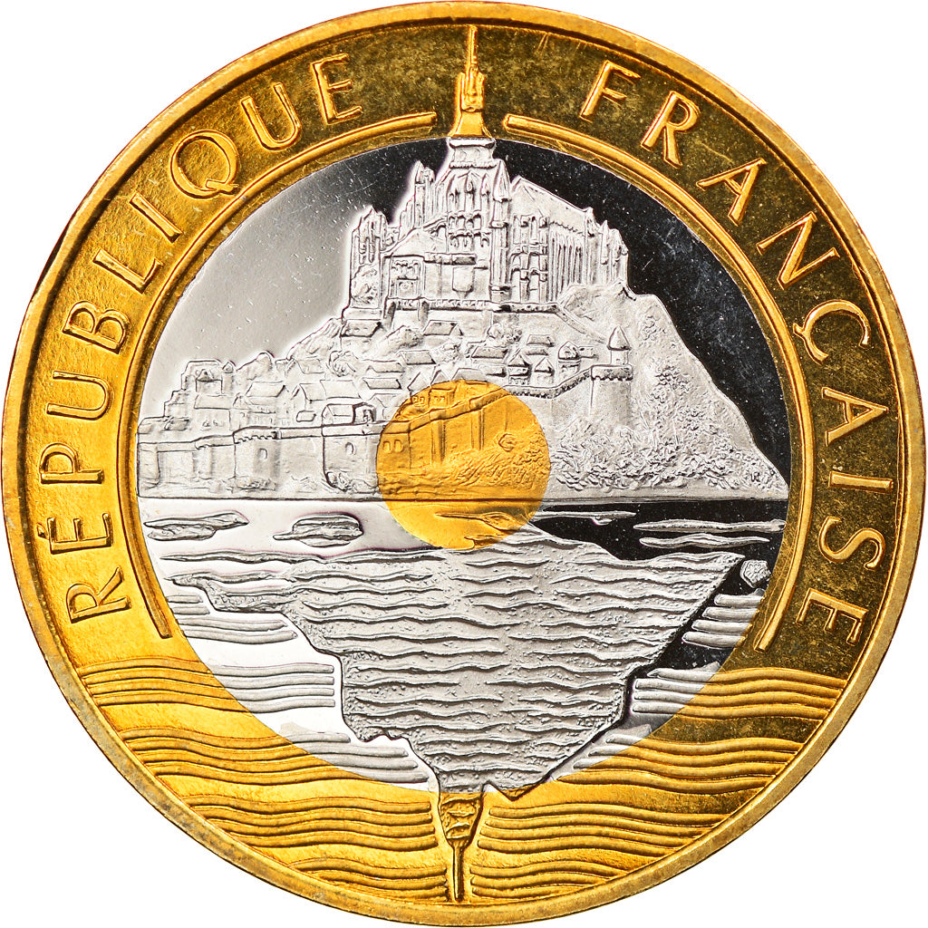 Moneda, Francia, Mont Saint Michel, 20 Francs, 1998, Paris, SC, Trimetálico