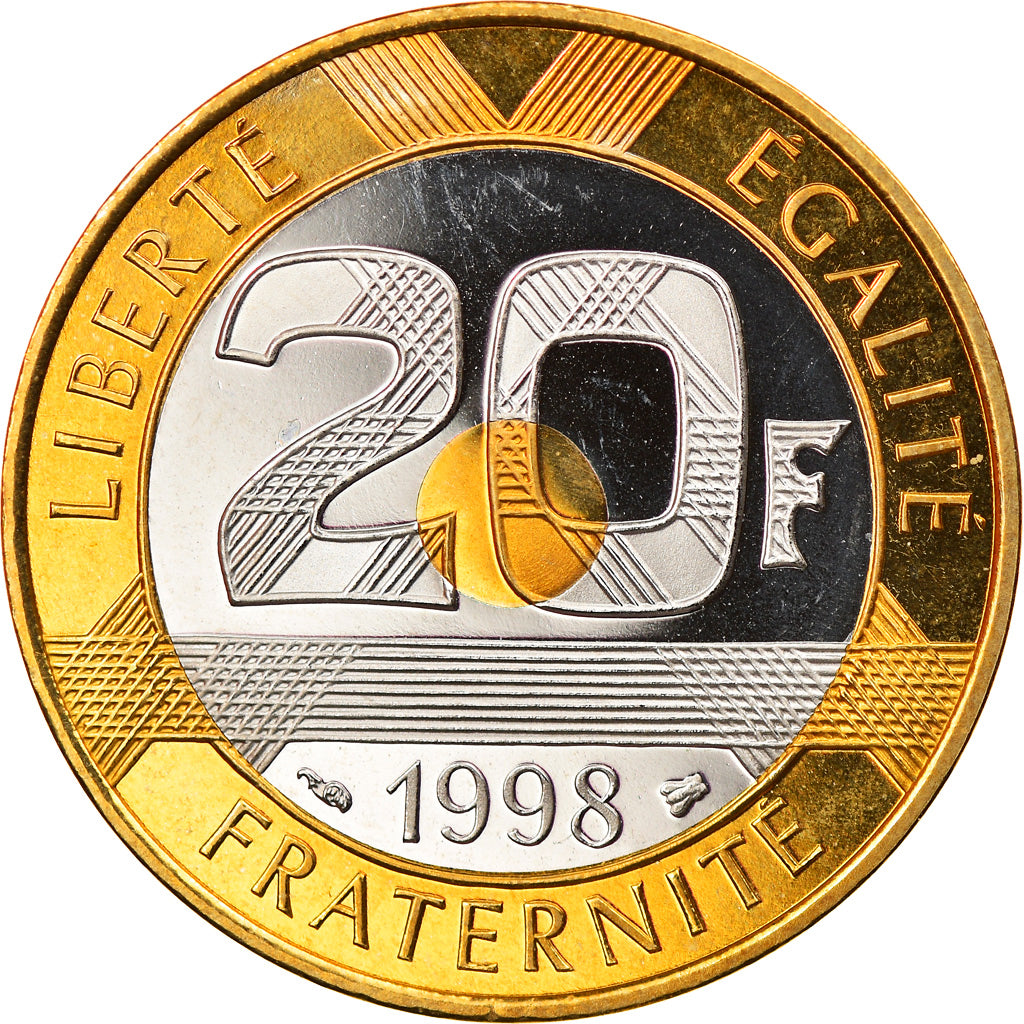 Moneda, Francia, Mont Saint Michel, 20 Francs, 1998, Paris, SC, Trimetálico