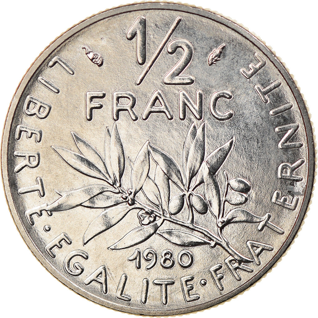 Coin, France, Semeuse, 1/2 Franc, 1980, Paris, MS(63), Nickel, KM:931.1